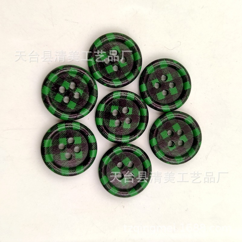 20mm impreso Plaid/log borde fino botones decorativos de madera Plaid borde fino botones 40 unidades un paquete