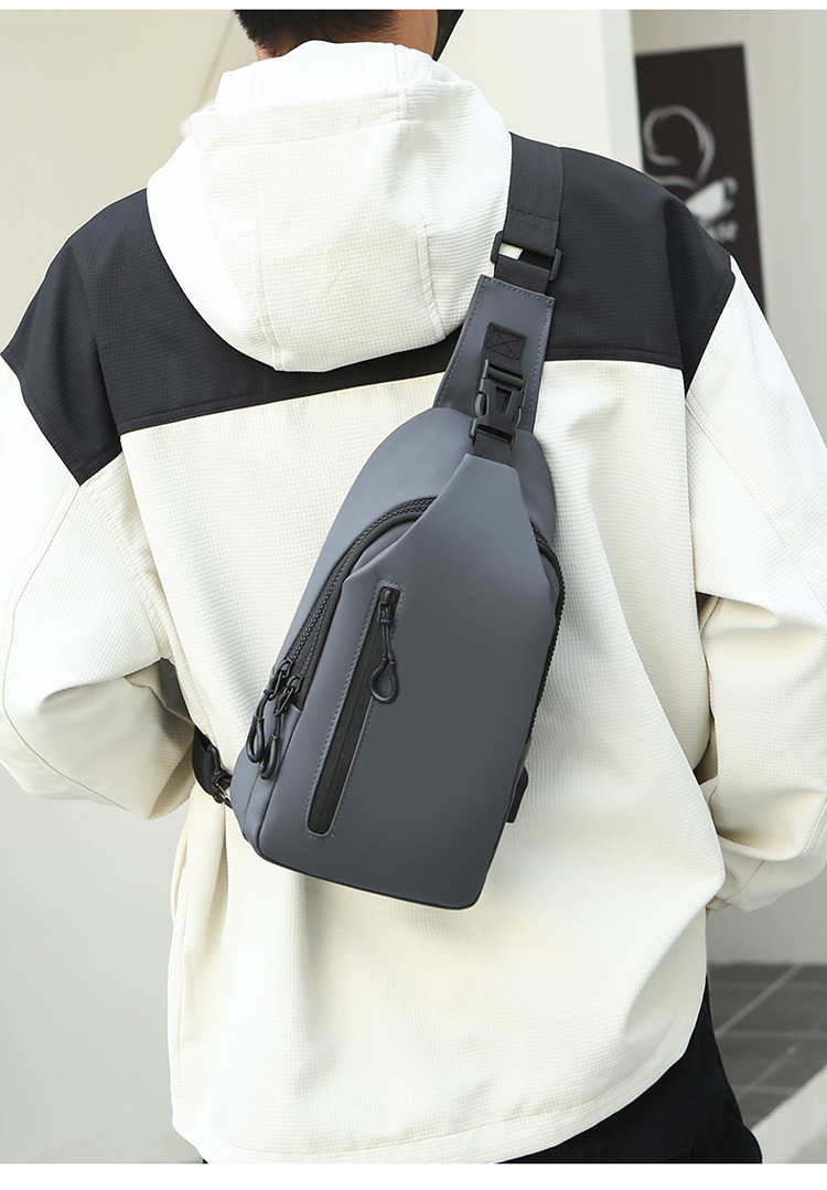 New cross-border men's chest bag, casual large-capacity single-shoulder crossbody bag, water-resistant trendy backpack with LOGO printing undefined