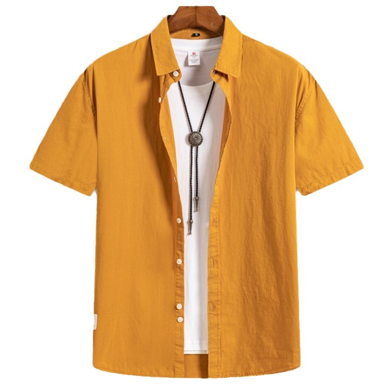 Camisa Casual de Manga Corta de Estilo Hong Kong para Hombre de Algodón Estampado para Ocio
