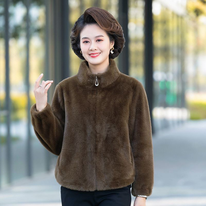 时尚百搭加厚保暖女装2025立领外套高档洋气纯色短款爆款冬季开衫|undefined