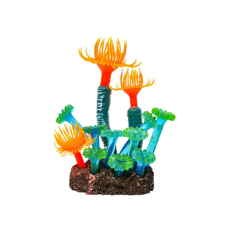 Nuevos adornos para acuarios, coral suave y colorido, decoración para peceras, artesanías de árboles de coral de silicona fluorescente