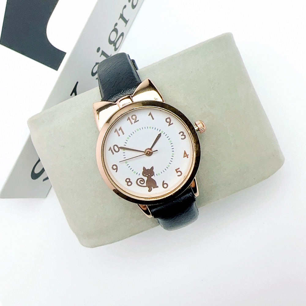 Jauns Instagram sieviešu, svaigs un jauks kaķu studentu kvarca pulksteņa rokassprādzes komplekts ar mēness_voghion.com