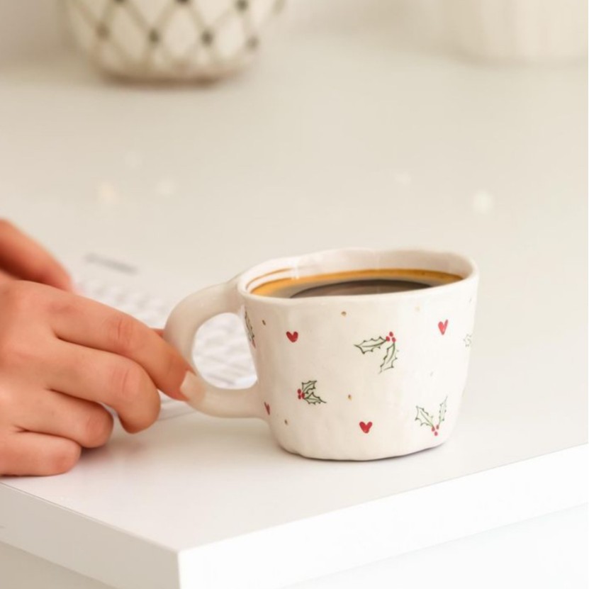 Taza de cerámica de Navidad Qin Sheng Taza de cerámica de Navidad con mango Taza de cerámica de desayuno creativo Taza de leche regalo