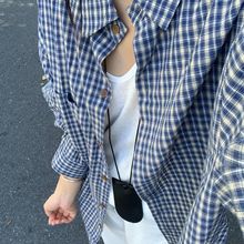 复古宽松慵懒风格子衬衫女早秋新品韩版休闲简约长袖外搭通勤小衫