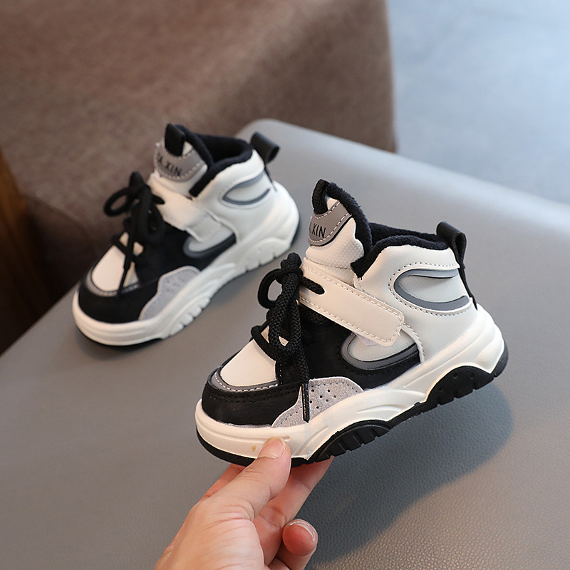 Girls' Sports Shoes 2024 Autumn and Winter New Trendy Brand High-Top Sneakers Cute Cartoon Decoration Boys' Second Cotton Casual Shoes_voghion.com