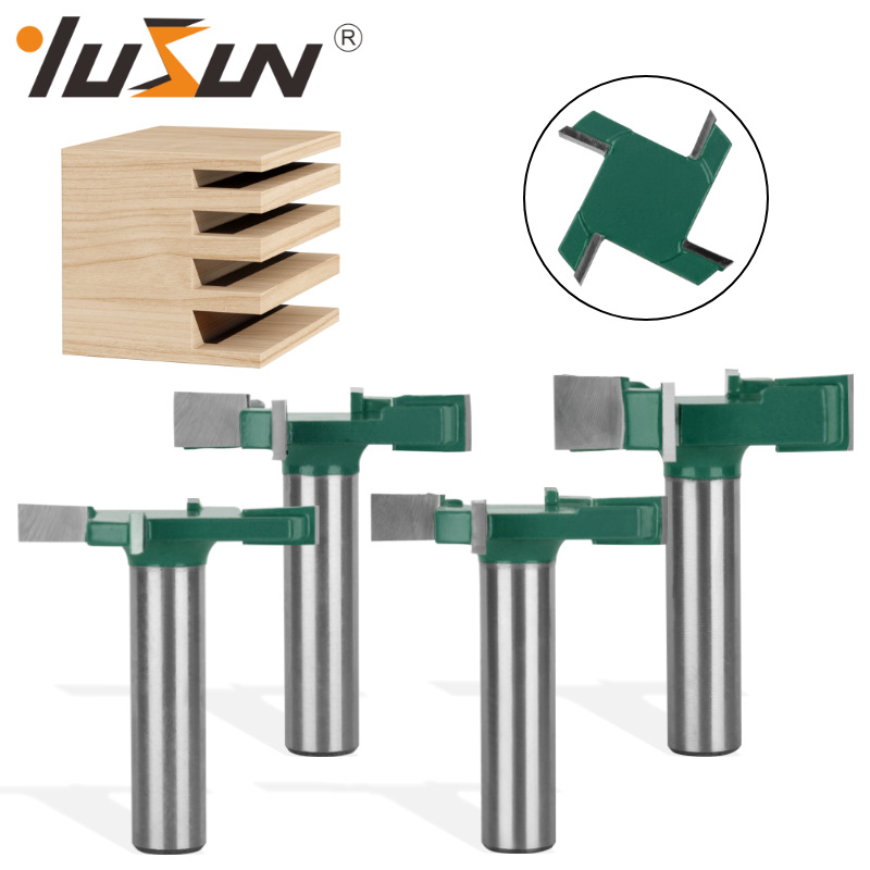 宇盛四刃T型刀墨绿色四件套木工铣刀具槽口开槽清底刀拉槽镂铣机