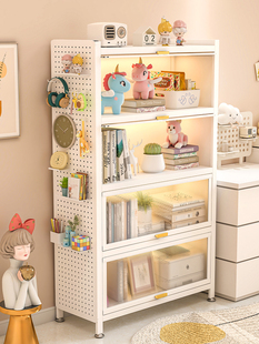 Household Steel Bookcase with Door Children's Dust-Proof Bookshelf Display Cabinet Multi-Layer Floor-Standing Iron Storage Cabinet Storage Cabinet