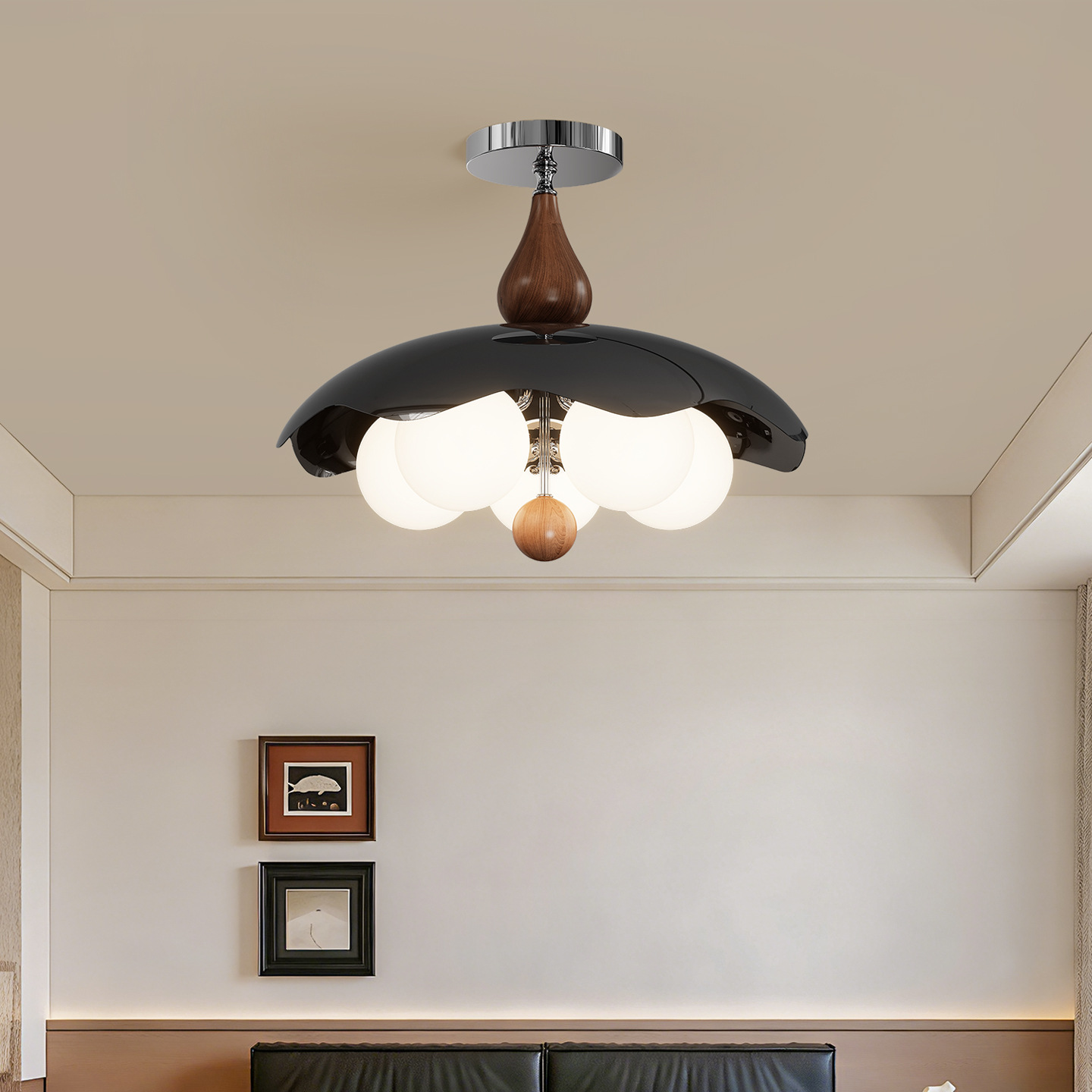 Luz de techo de dormitorio medieval de espectro completo protector de ojos luz de frijoles mágicos color nuez 2026 nueva lámpara de dormitorio de cáscara de huevo 179L