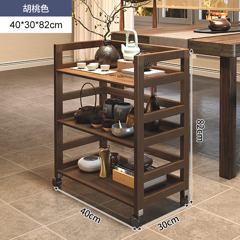 Estante para juegos de té de madera maciza, carrito pequeño, estante de almacenamiento para tazas de té, mesa de té móvil, gabinete de té para el hogar, mesa de té