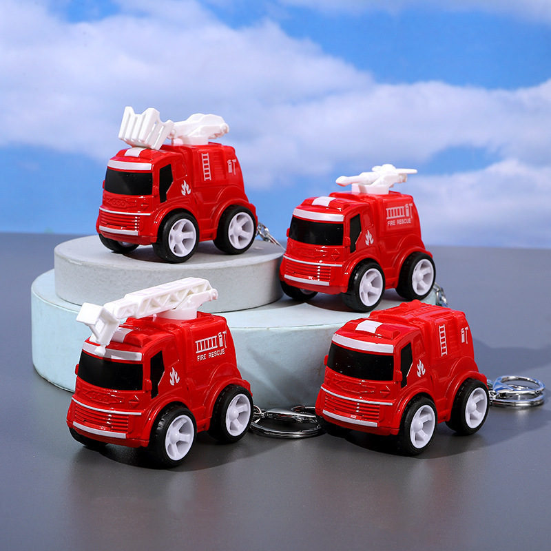 Creative mini fire truck key chain cartoon back car key chain bag pendant small gift wholesale