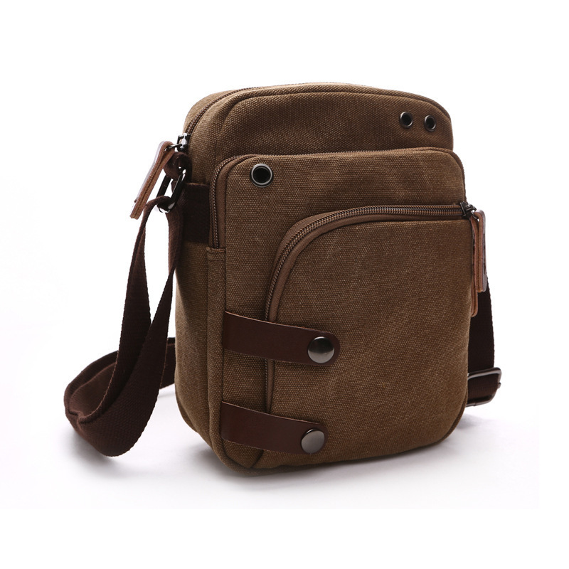 Men's Crossbody Bag Canvas Multi-Compartment Portable Simple Casual Travel Bag Business Men's Shoulder Bag Fashion