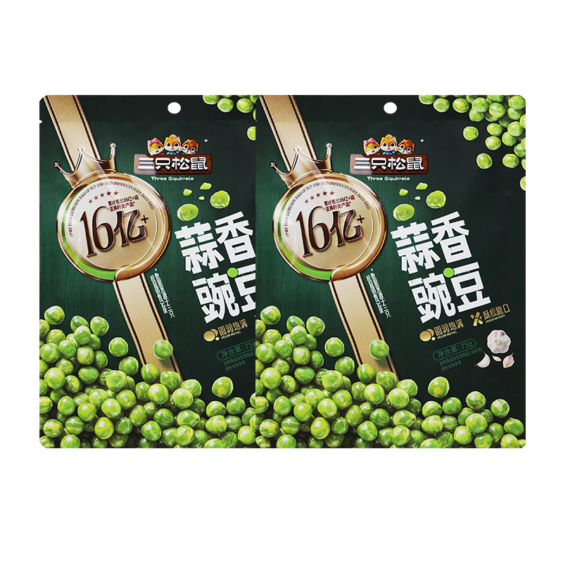 三只松鼠蒜香豌豆75g袋装青豆仁下酒菜零食休闲即食小吃包邮