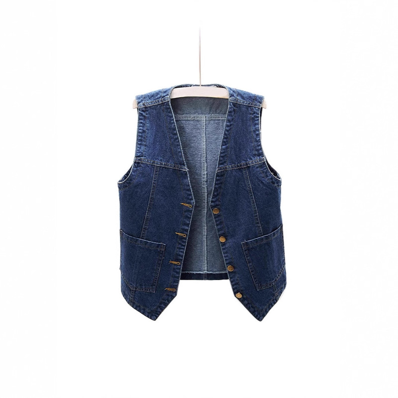 2025 Versatile Denim Vest Short Loose Korean Style Sleeveless Jacket Vest Vest for Women