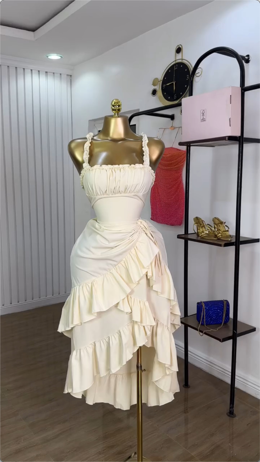 Elegant Off-Shoulder High Waist Maxi Dress With Flounce Hem - Slimming Summer Dress For Women (S-Xxl, Cream White)_ecoleips.com