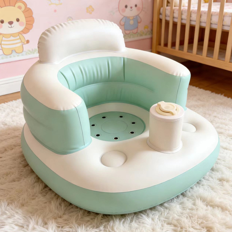 Silla inflable eléctrica para bebés 2026 en stock, asiento de aprendizaje para bebés, cojín para practicar sentarse, taburete de baño, sofá anticaída