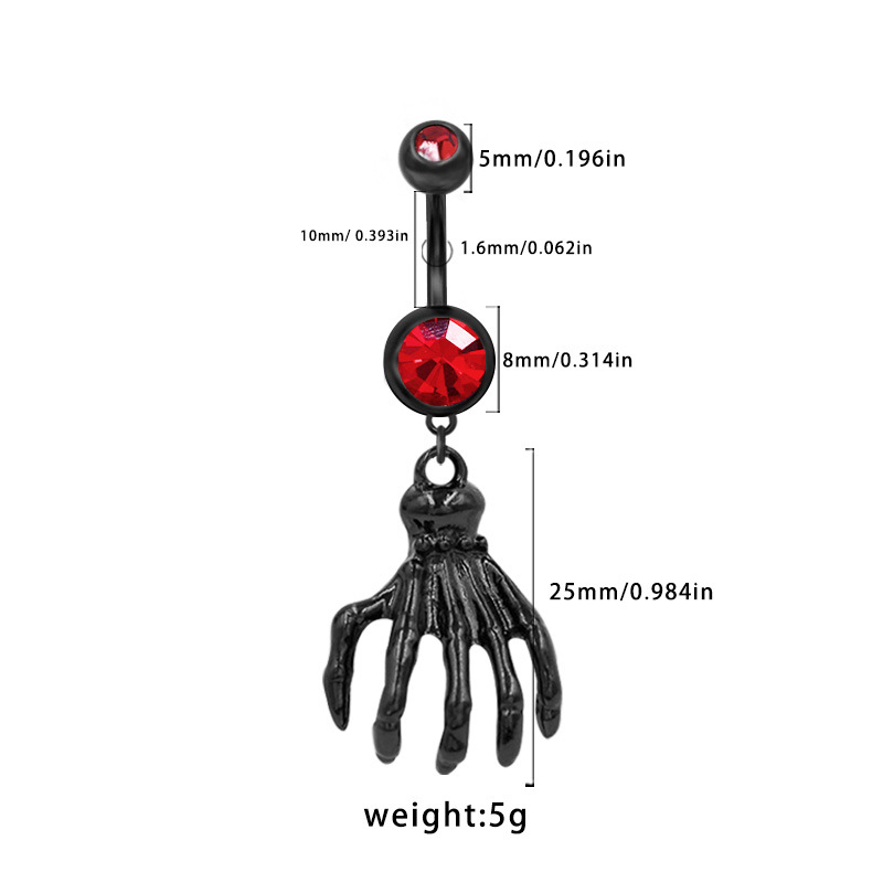 Halloween Bauchnabelpiercing Mit Herzförmigem Zirkonia Dunkel_voghion.com