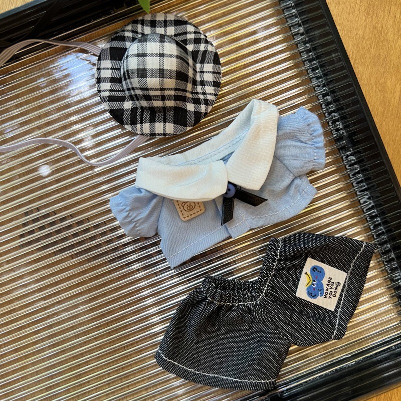 [Only for Baby Clothes] Trendy Doll Labubu Dimo Vinyl Doll Suitable for Baby Clothes Accessories Blue Collared Shirt