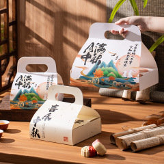 新款中秋月饼包装盒国风手提礼盒4粒6粒装冰皮流心蛋黄酥高档盒子