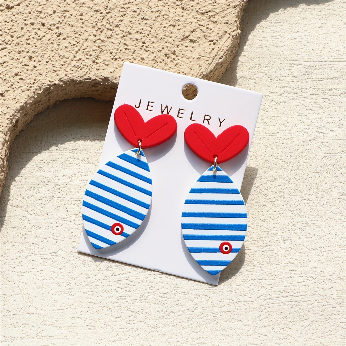 marine blue acrylic cartoon design earrings stainless steel