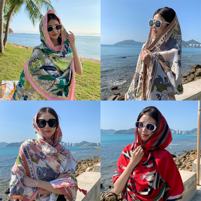 2023 Ethnic Style Beach Towel Summer New Sunshade Sun Protection Dual-purpose Oversized Shawl Seaside Holiday Travel Silk Scarf 2023 Ethnic Style Beach Towel Summer New Sunshade Sun Protection Dual-purpose Oversized Shawl Seaside Holiday Travel Silk Scarf