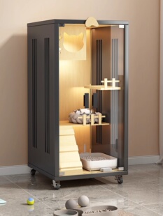 Cat Villa Cat Cage Luxury Wooden Cat House Glass Door Cat House Cat Toilet Integrated Cat Cabinet Breathable Cat Nest That Does Not Occupy Space