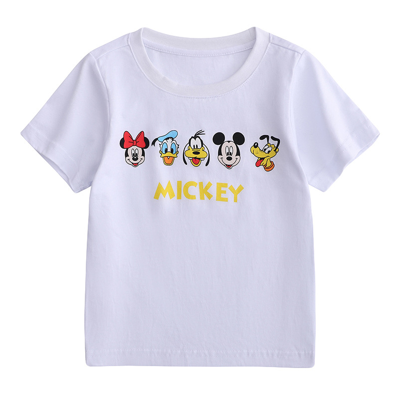 JOJO BEBE Ropa de niños europeos y americanos de verano nueva camiseta de los niños de algodón impreso cuello redondo manga corta de los niños camiseta de dibujos animados