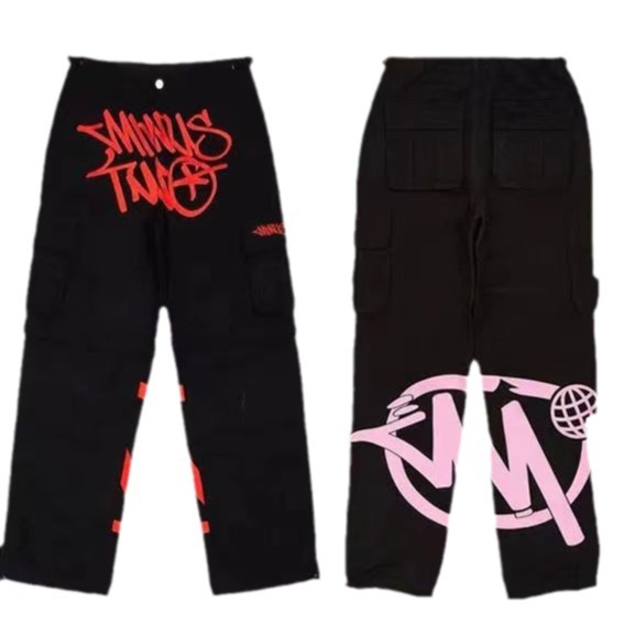 Y2g estilo americano hip hop retro pierna ancha pantalones bolsillo impresión moda marca menos dos trajes sueltos pantalones casuales para hombres
