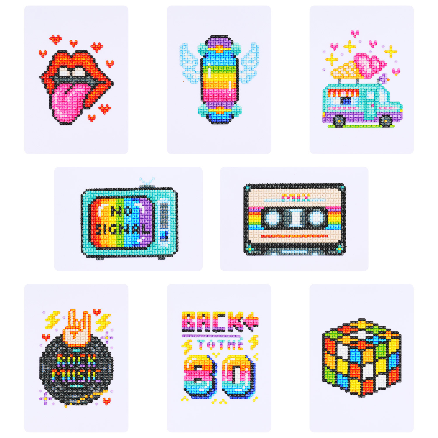 Nuevo mini decoración doméstica de diamante colorido sin marco DIY pegatinas de ladrillo de diamante redondo pegatinas de pintura