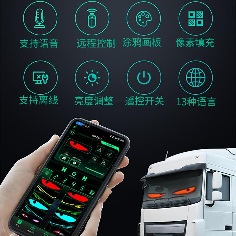 Ojos del demonio transfronterizos pantalla suave portátil de automóviles APP editable de automóviles LED barras de luz de atmósfera de automóviles