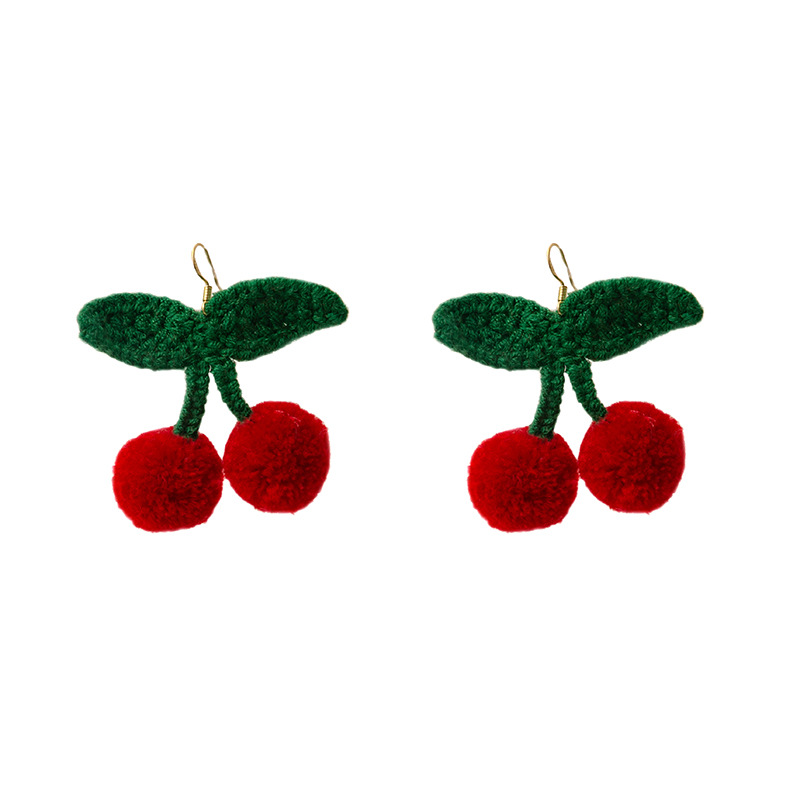 1 Pair Cute Cherry Plating Yarn Drop Earrings display picture 6