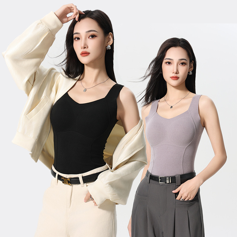 秋冬新款石墨烯保暖背心女无痕修身发热保暖内衣秋衣打底上衣260g