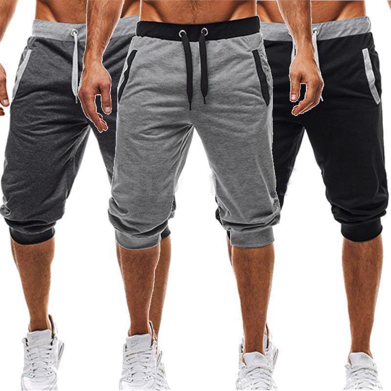 Casual Sports Mid-Length Jogger Shorts Men Trendy 7/8 Length Shorts Men Summer Plus Size Elastic Loose