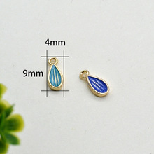 古风饰品60422大铜景泰蓝仿点翠汉服水滴单孔吊坠耳环配件4*9mm