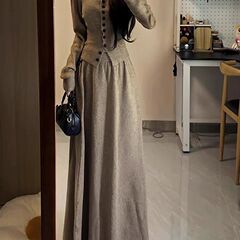 小香风针织毛衣套装连衣裙子女早秋2025新款高级感长裙搭配一整套