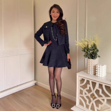 跨境亚马逊时尚女装2025秋季新款长袖短款外套气质无袖短裙套装女