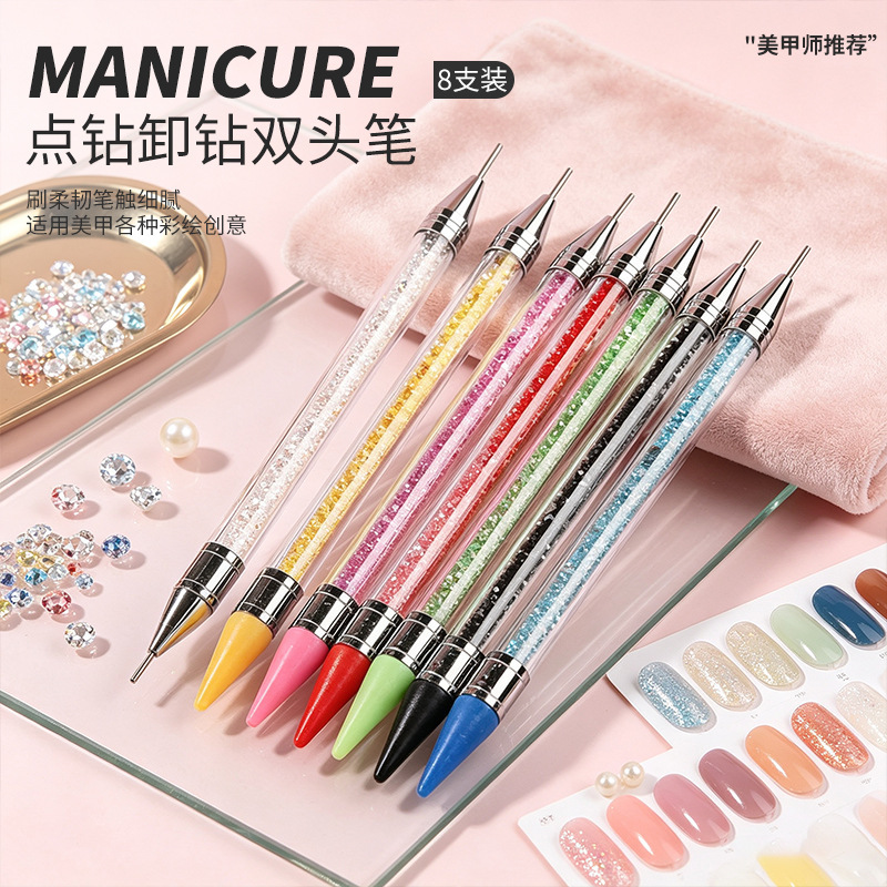 Nail art dotting pen crayon, dual-purpose crayon for picking and removing rhinestones, crystal dotting needle, adhesive rhinestone tool