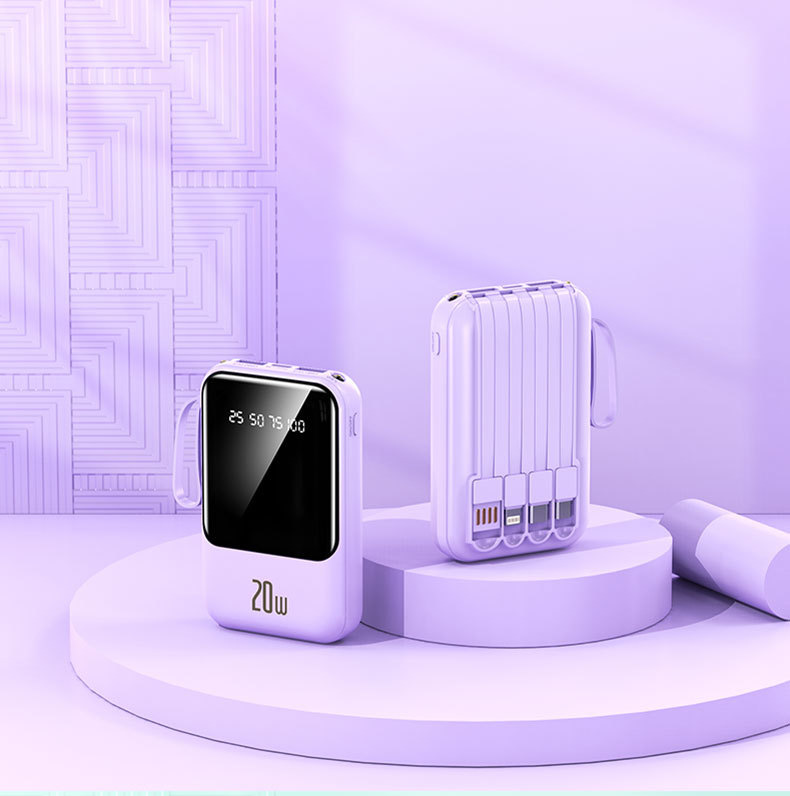 Powerbank großer Kapazität Schnellladen 20000mAh mit integriertem Kabel kompakt tragbar mobile Stromquelle Geschenkdruck mit Logo