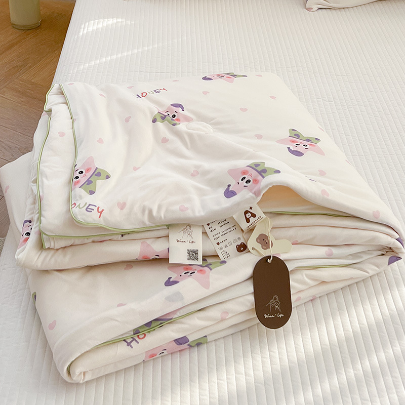 Edredón fresco de verano de algodón de punto de fibra de soja de clase A, colcha fina de verano para niños lavable a máquina, colcha de aire acondicionado de primavera y otoño de verano