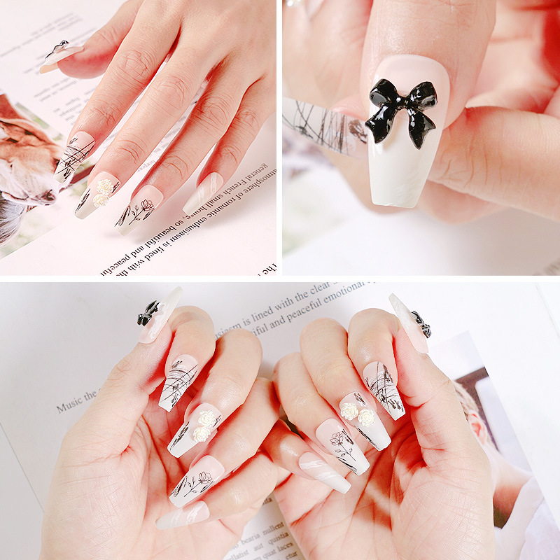 Procesamiento personalizado puede personalizar patrón de uñas de uso manuales de ballet manicure usable manicure parche de uñas falsas