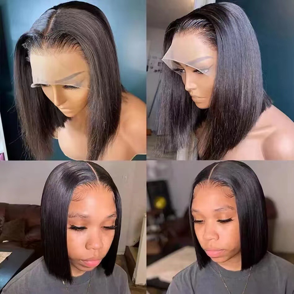 Amazon nuevos productos Europeos y estadounidenses pelucas de cabello corto y recto para mujeres negras bobbing cubierta de cabello corto y recto cubierta de cabello