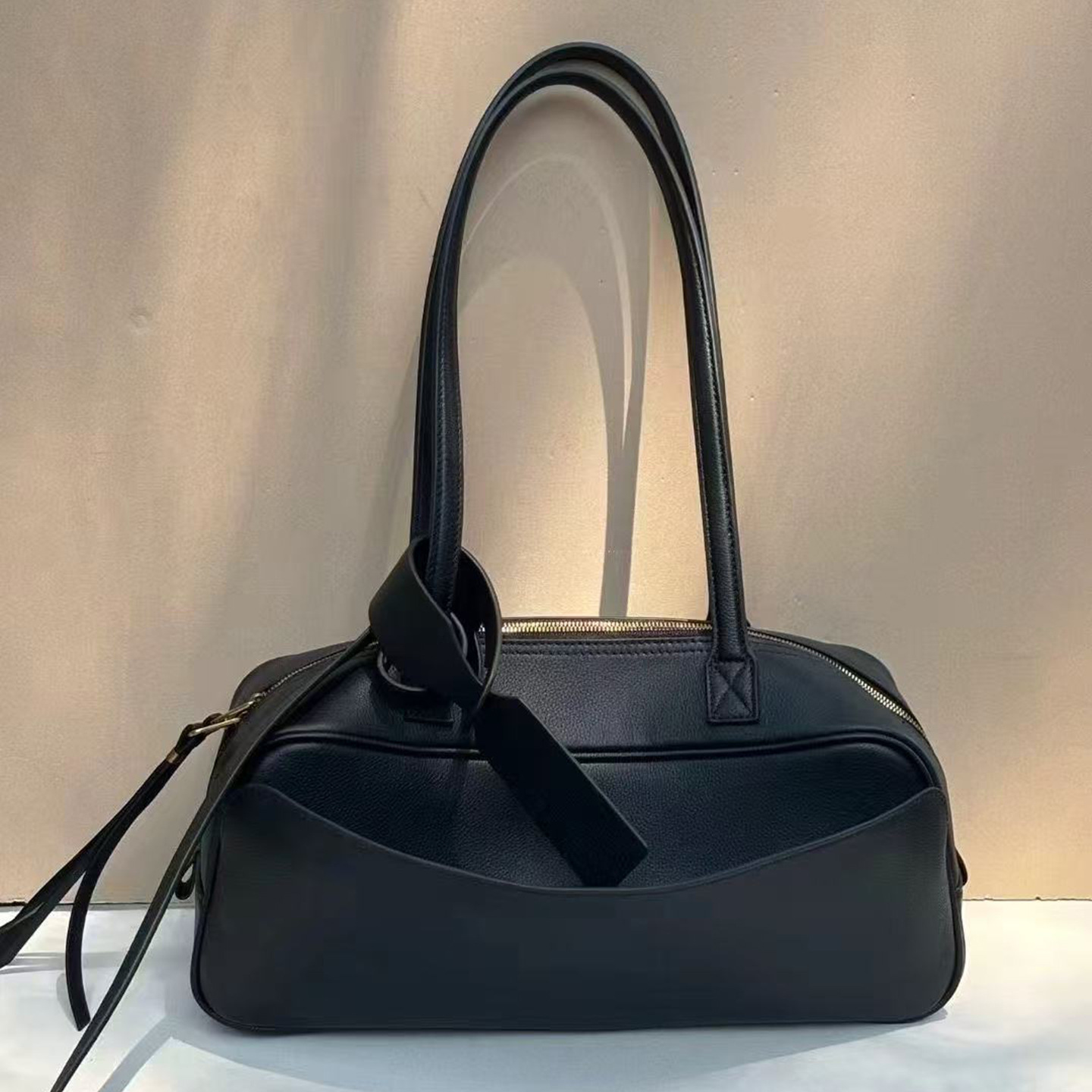 Borsa da bowling in pelle bovina con primo strato, borsa a tracolla in pelle, borsa a cuscino, borsa a mano, borsa da pendolare di grande capacità_voghion.com