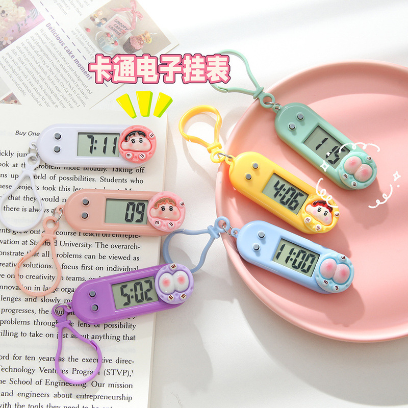 漫画かわいいしんちゃん PP 電子時計学生試験授業ポータブル吊り時計学習日付と時間ストップウォッチミュート|undefined