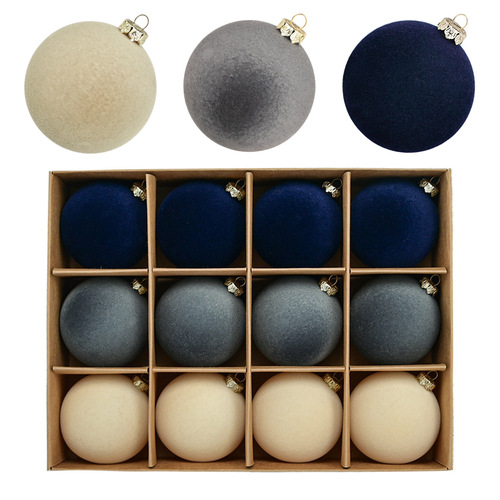 Cross-border new product 6cm plush Christmas ball Christmas tree ornament Christmas plush ball decoration hanging decoration Christmas decoration