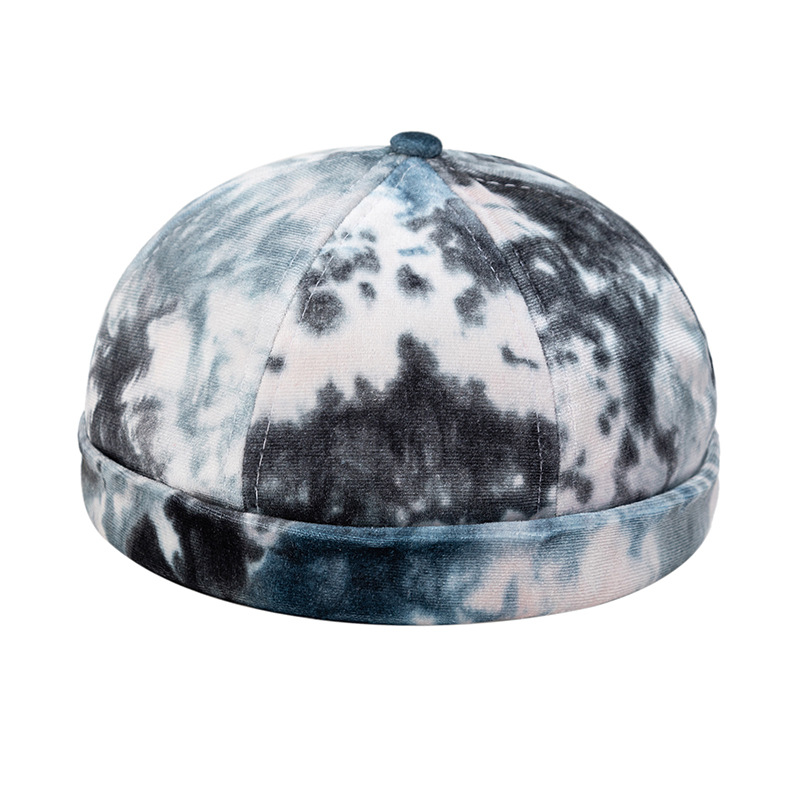 Spring, Autumn, Winter, Men's and Women's Tie Dyed Landlord Hat, Round Top, Warm Hip Hop Street Guapi Hat_voghion.com