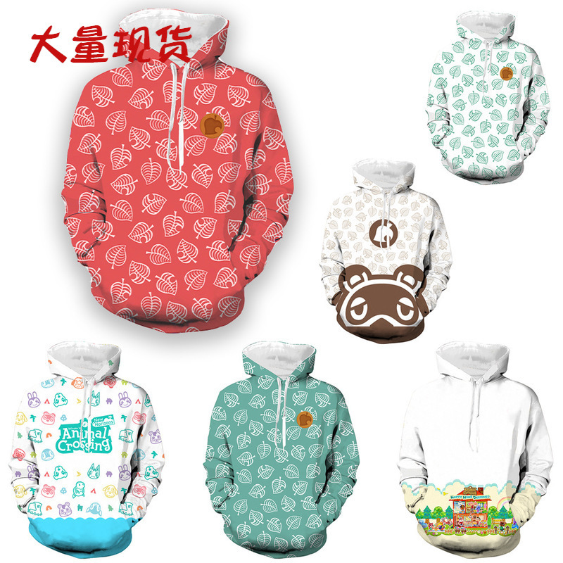 Europe and the United States size 2024 new collection of animal friends AnimalCrossing3D printed hooded cardigan