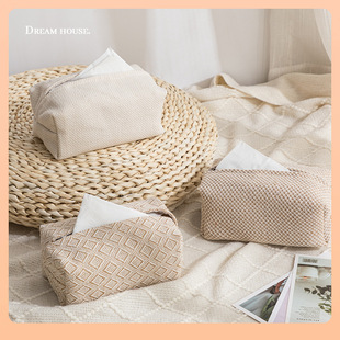 ⇡ Scandinavian Ins Scandinavian Imitation Linen Tissue Box Tissue Cover Fabric Paper Bag Car Home Hall Napkin Storage
