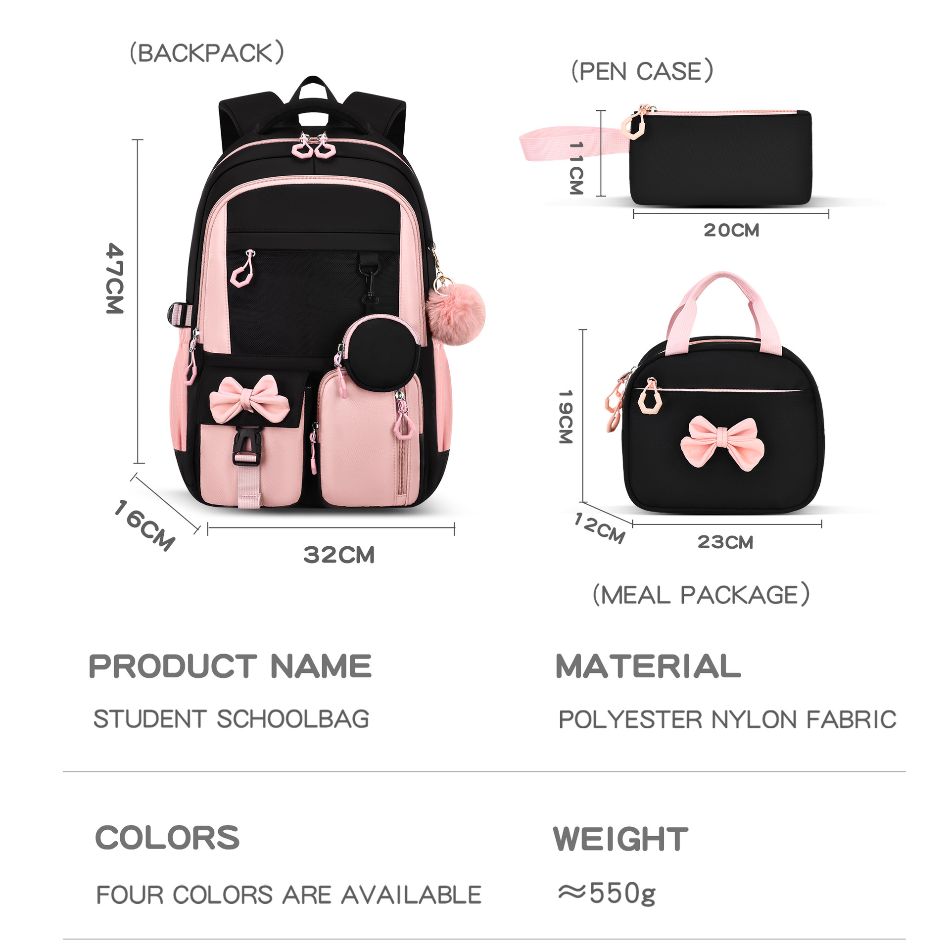 Grenzüberschreitender Amazon 2026 Schulrucksack für Grundschüler, hochwertiger Rucksack mit Schultergurten, minimalistisch, 3-teiliges Set aus der Fabrik