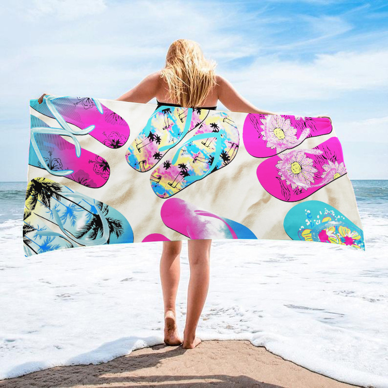 En stock, nueva toalla de baño de playa de microfibra transfronteriza, toalla estampada, toalla de baño absorbente de vacaciones de natación en la playa