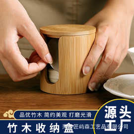 竹木圆筒家用卸妆棉收纳盒木质洗脸巾放置盒桌面咖啡过滤纸盒