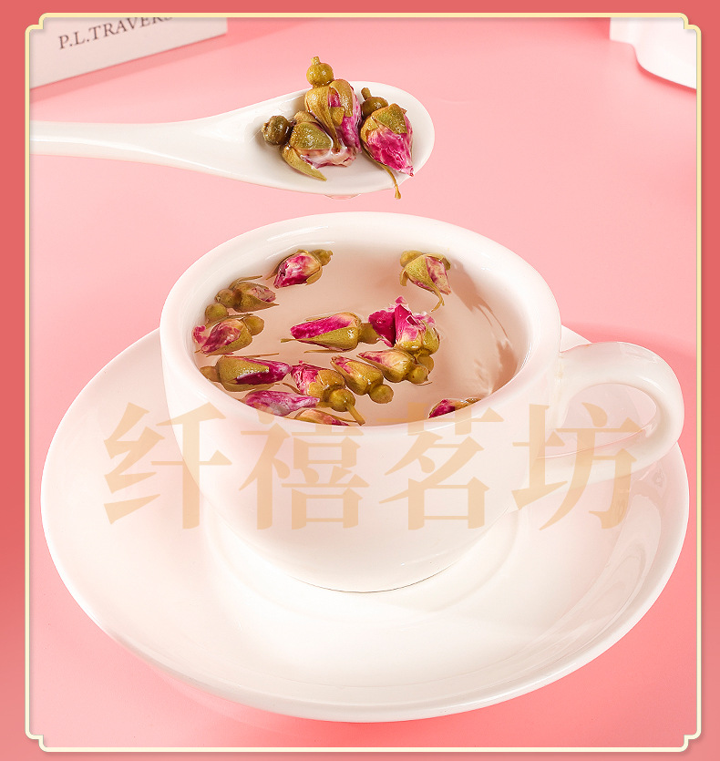 Rose Bud Flower Tea Mei Gui Hua 重瓣红玫瑰 Dried Rose Buds 30g Herbal Floral Infusion specifications
